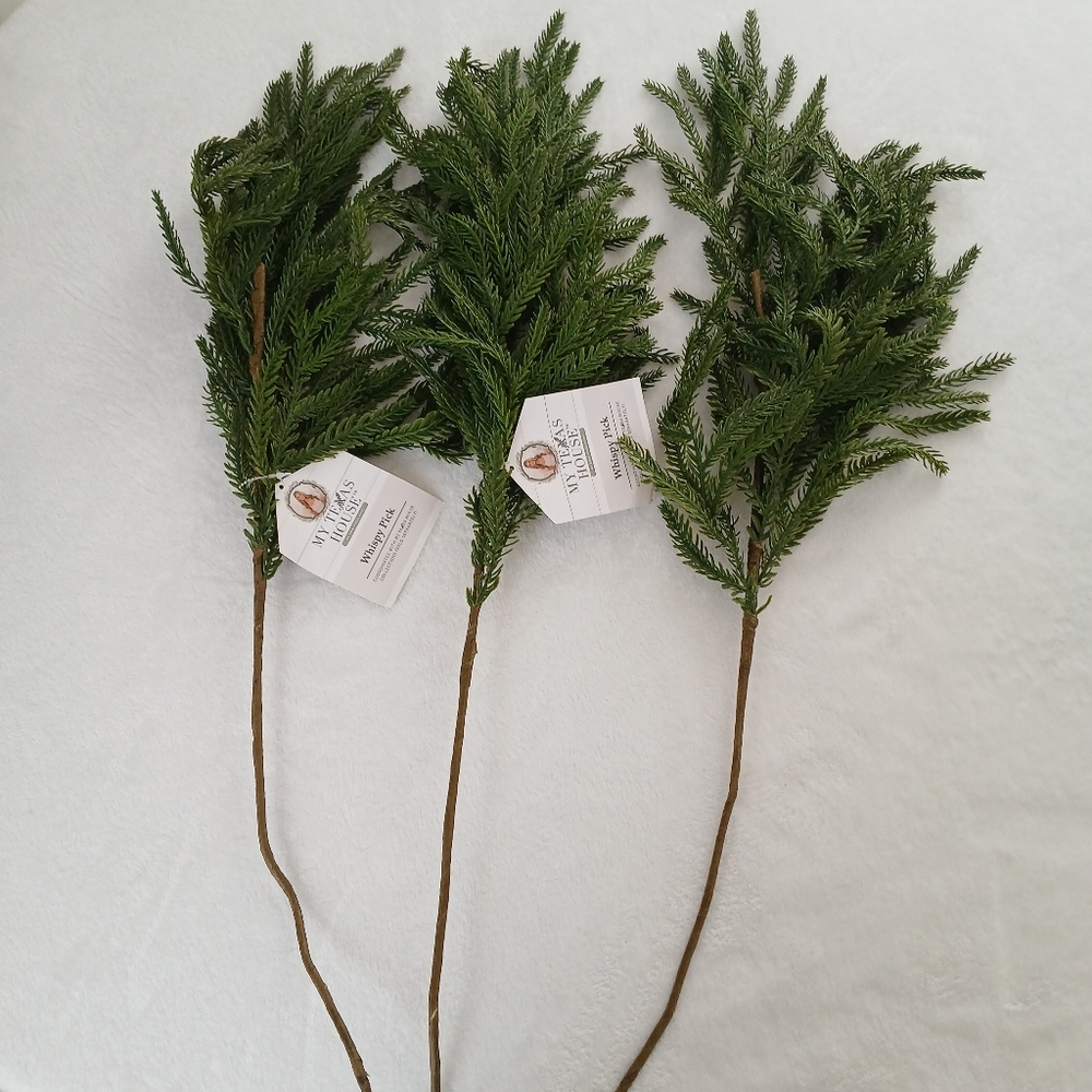 My Texas House Natural Feel Artificial Norfolk Pine Whispy Pick  Set Of 3